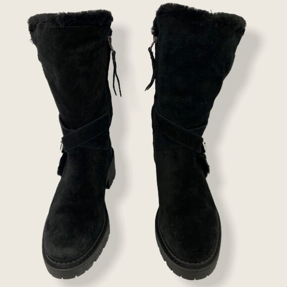 NEW Sam Edelman Jailyn Black Buckled Faux‎ Fur Boots Size 36 Shearling Sherpa 6 - Picture 6 of 10